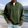 Мужской джинсовый пуловер на четверть молнии со стойкой воротником, винтажная повседневная толстовка с эффектом потертости, свободная толстовка с высоким воротником для вечеринки, улицы, отпуска