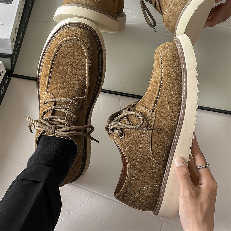 Autumn Fashion New Men's Business Lace Up Casual Leather Shoes Brand Outdoor Men's Comfortable Thick Soled Non Slip Casual Shoes