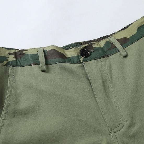 Мужские шорты карго средней посадки, на пуговице и молнии, повседневные шорты с множеством карманов, однотонные, прямые, с широкими штанинами, летние шорты