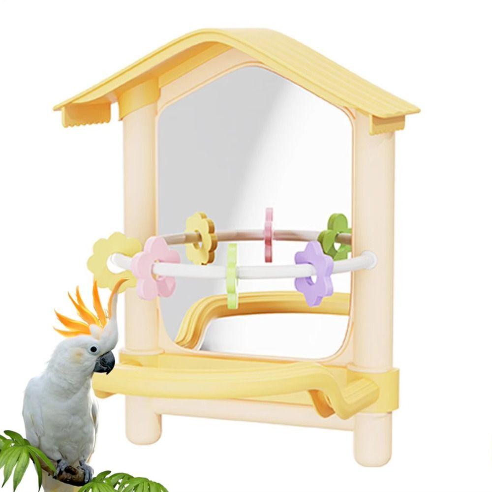 Anti-slip Bird Mirror with Perch Bite-resistance Bird Mirror for Cage Bird Cage Toys  Outdoor