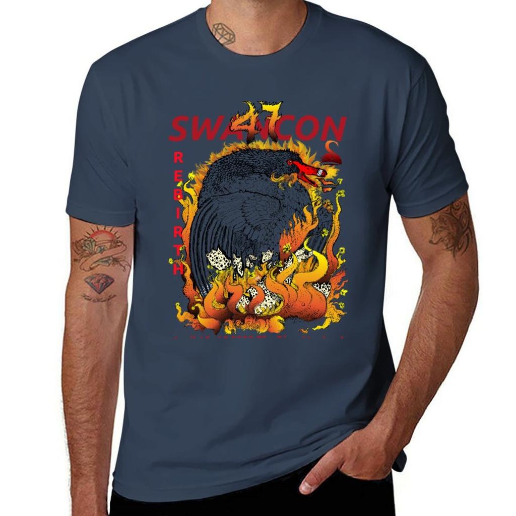 2023 Swancon 47 Rebirth Футболка оверсайз одежда в стиле аниме однотонные футболки мужские