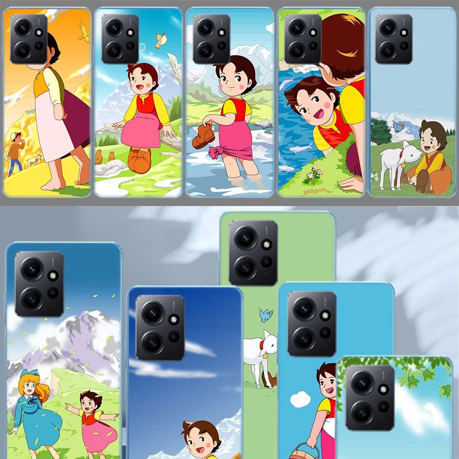 Heidi Cartoon Phone Case For Redmi Note 14 15 Pro 5G 13 12 Pro Plus 11 11T 11E 11S 10 Pro 10S 9 9S Cover Cell Clear TPU Capa Com