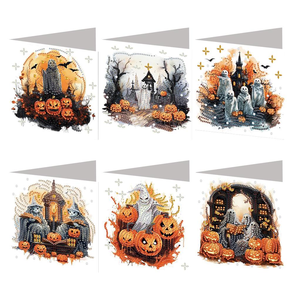 6PCS DIY Xmas Designs Rhinestone Diamond Art Mosaic Postcards Diamond Art Handmade Cards Thank You Cards and Holiday Blessings