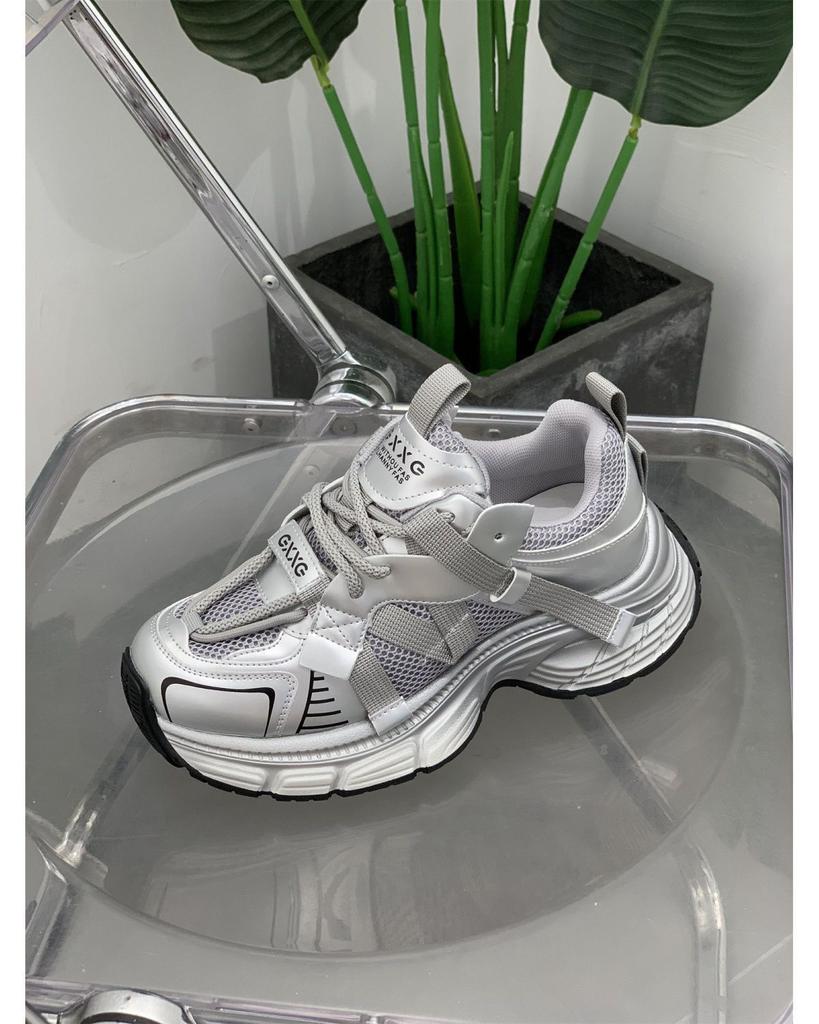 Кроссовки на толстой подошве, легкие и дышащие, сетчатые, папины кроссовки, женские, лето 2025, для бега, универсальные и тонкие спортивные туфли, повседневная женская обувь