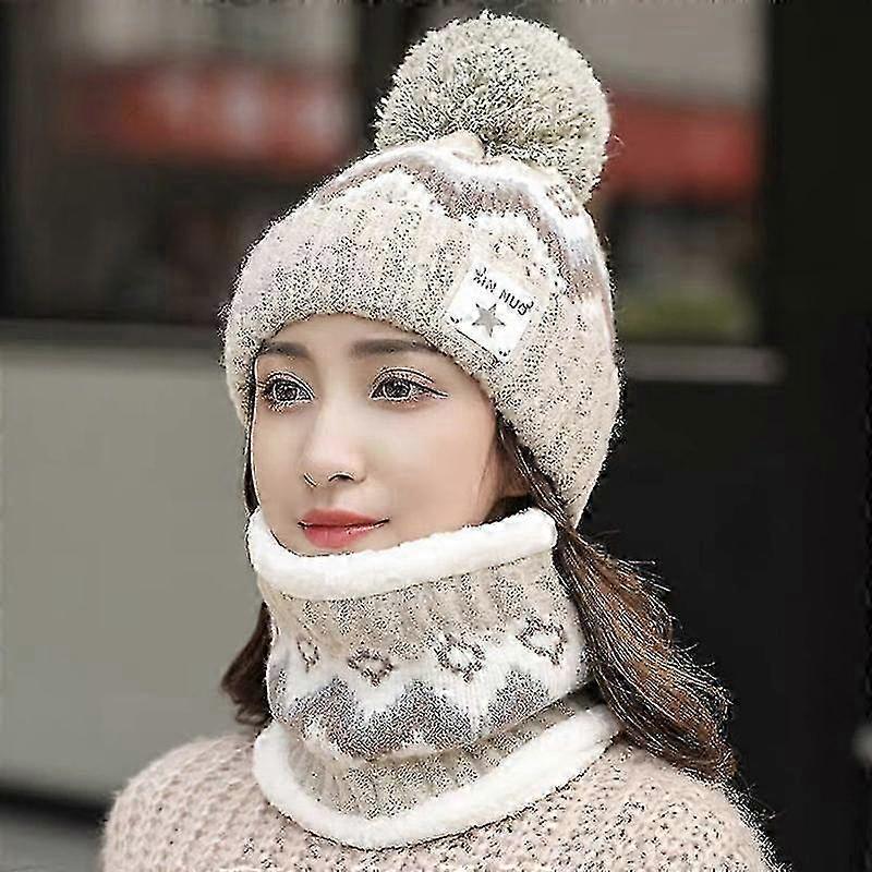 Women's Knitted Hat and Warm Scarf Set, Winter Warm Hat, Thick Wool Scarf, 2025 Women's Winter Hat