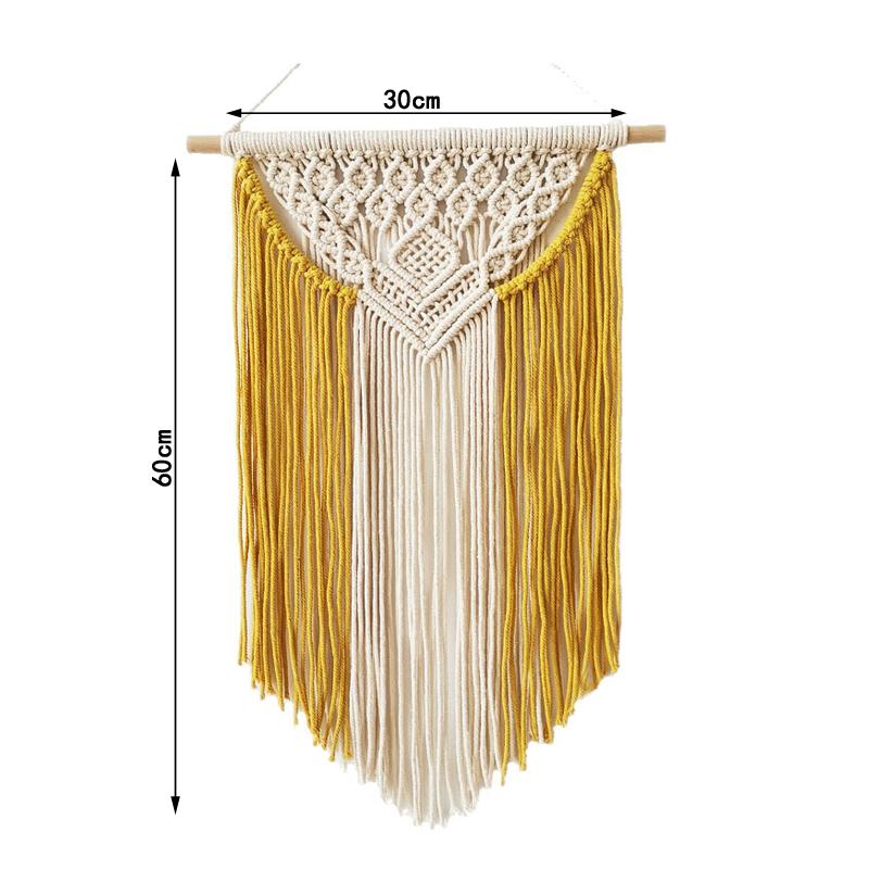 Bohemia Style Macrame Handmade Wall Hanging Home Decoration Woven Pure Cotton Tapestry Home Decor Geometric White