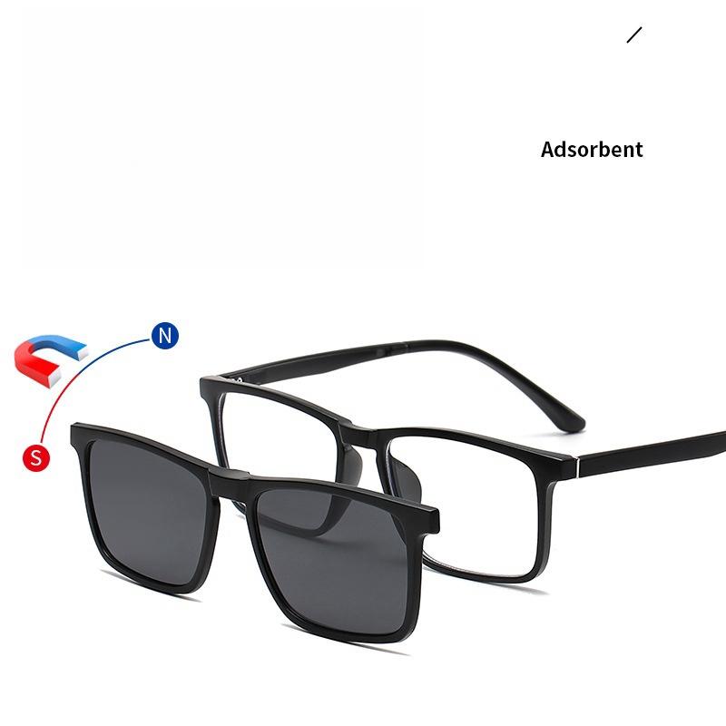 New 5-in-1 Men's Sunglasses Ultra-Light Square Magnetic Polarized Sunglasses Optical Prescription Glasses for Men