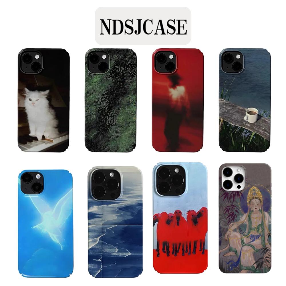 Роскошный Clmj Ins Корейский Красный Арт Тень Чехол для Телефона для iPhone 17 16 15 14 13 12 11 Pro Max Plus Air Глянцевая Пленка Жесткая ПК Крышка