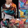 Fashion Scarf Women's Oil Painting Printed Large Silk Satin Square Scarf