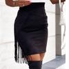 Модная женская сексуальная однотонная мини-юбка трапециевидной формы с кисточками и нерегулярными ягодицами