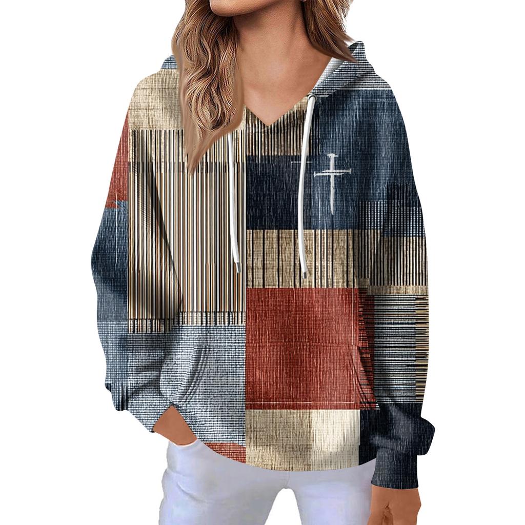 Women's Fashion Casual Long Sleeve Solid Color Hooded Sweatshirt Tops