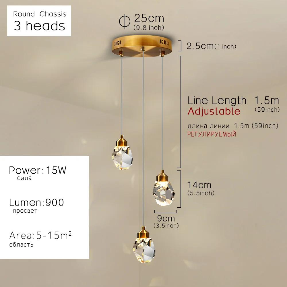 Простые подвесные светильники из кристалла K9 для гостиной, спальни, столовой, светодиодные люстры для домашнего декора, подвесные светильники