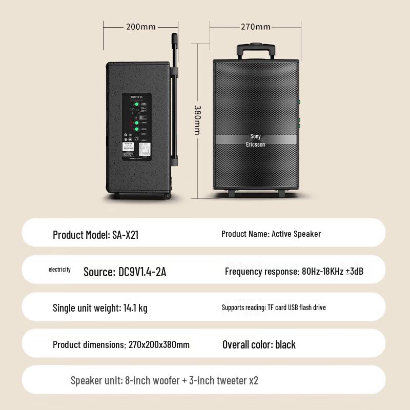Портативная караоке-колонка SOAIY SA-X21 с двумя микрофонами