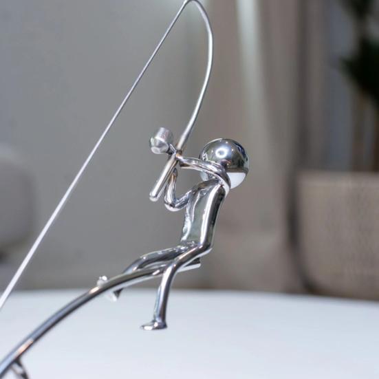 2 шт. Скульптура рыбака, балансирующая, Кинетическая скульптура, балансирующая, Интерактивная фигурка для рыбалки, Настольное украшение для декора дома и офиса, Подарок для снятия стресса