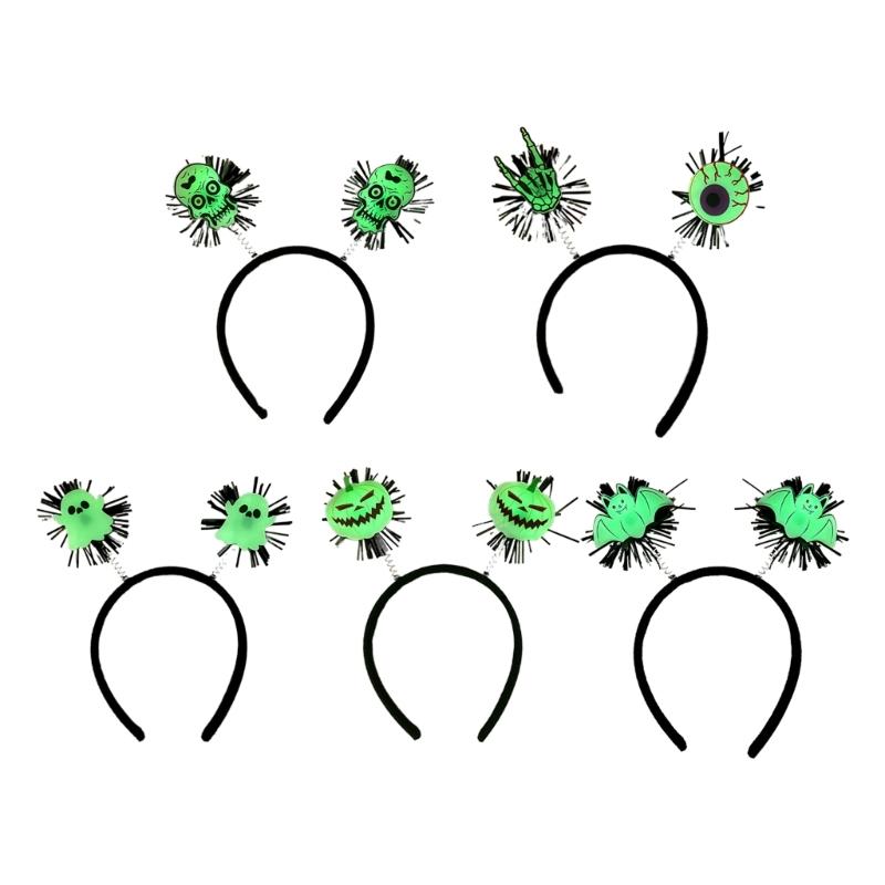 Cute Bat Specter Headband with Pumpkin Glow in Dark Hair Hoop Novelty Party Headdress Headwear Party Accessories