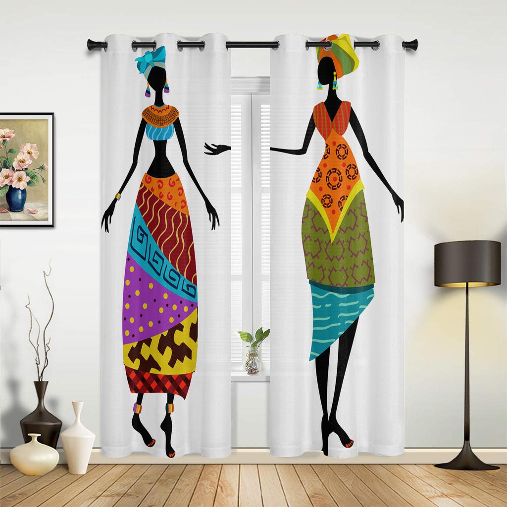 Ethnic Style African Women Black Women Curtains for Bedroom Living Room Drapes Kitchen Children's Room Window Curtain Home Decor