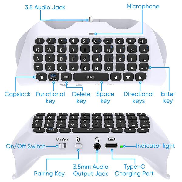 Портативная беспроводная Bluetooth-клавиатура PS5, перезаряжаемая клавиатура с ручкой контроллера, клавиатура контроллера, подходящая для контроллера Playstation 5