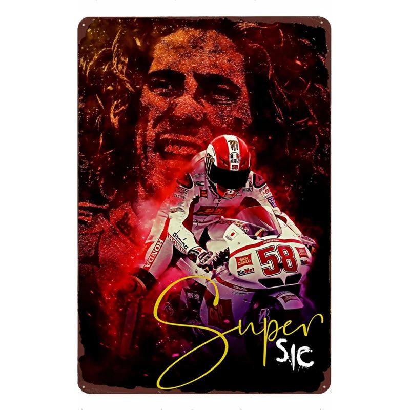 Motorcycle Rider Classic Sports Racing Tin Sign Vintage Metal Poster Decor Man Cave Garage Wall Signs Art Plaques Tin Plate Sign