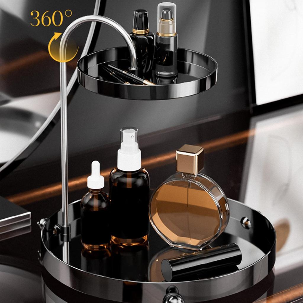 Двухуровневая полка для хранения, вращающийся лоток для парфюмерной помады, кухонный органайзер для душа,