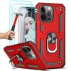 Protective Case - for iPhone - 13 Pro - Red - Shockproof - 360° Rotating Stand