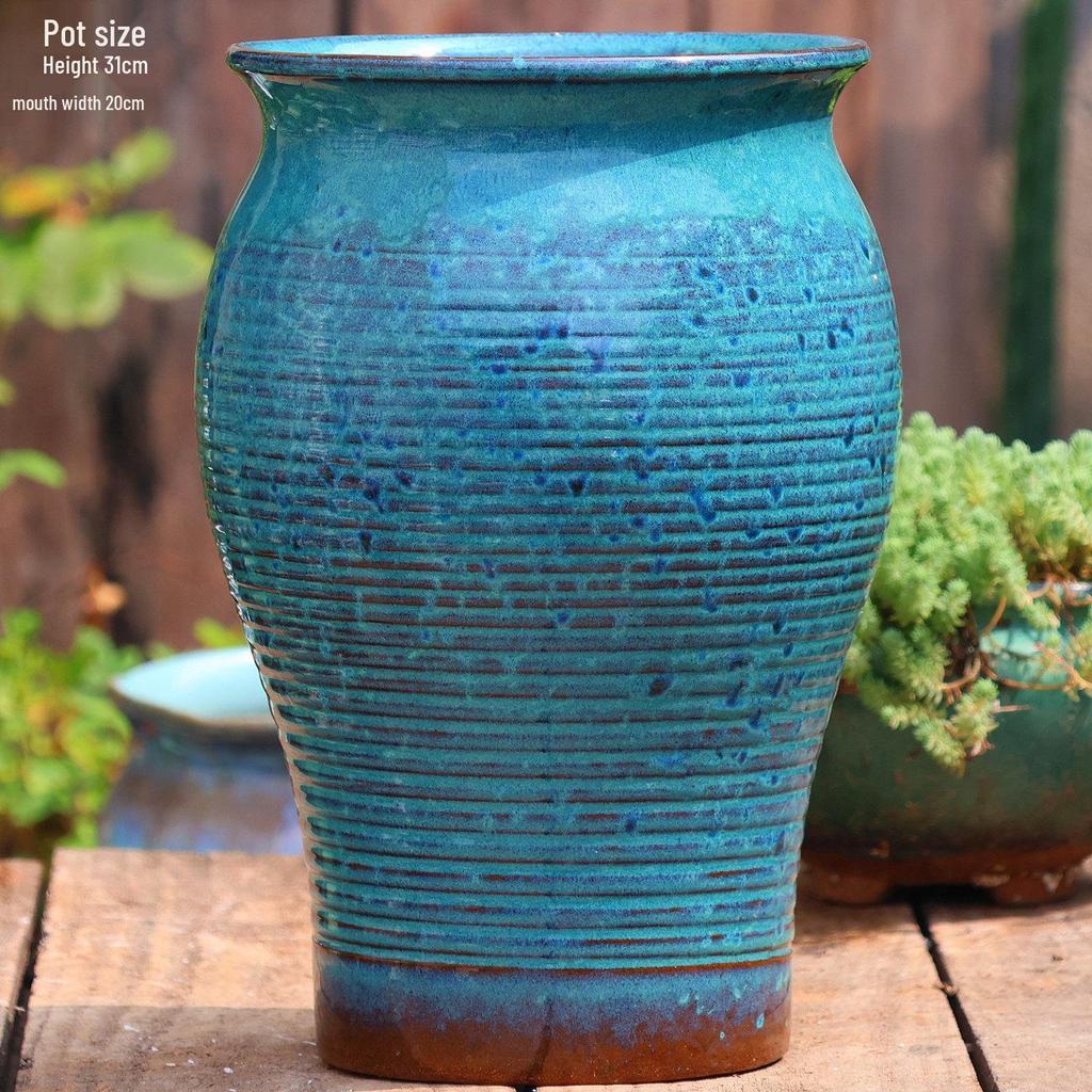 Большой керамический горшок ручной работы для суккулентов и орхидей - Дышащий, Грубозернистый глиняный горшок для бонсай