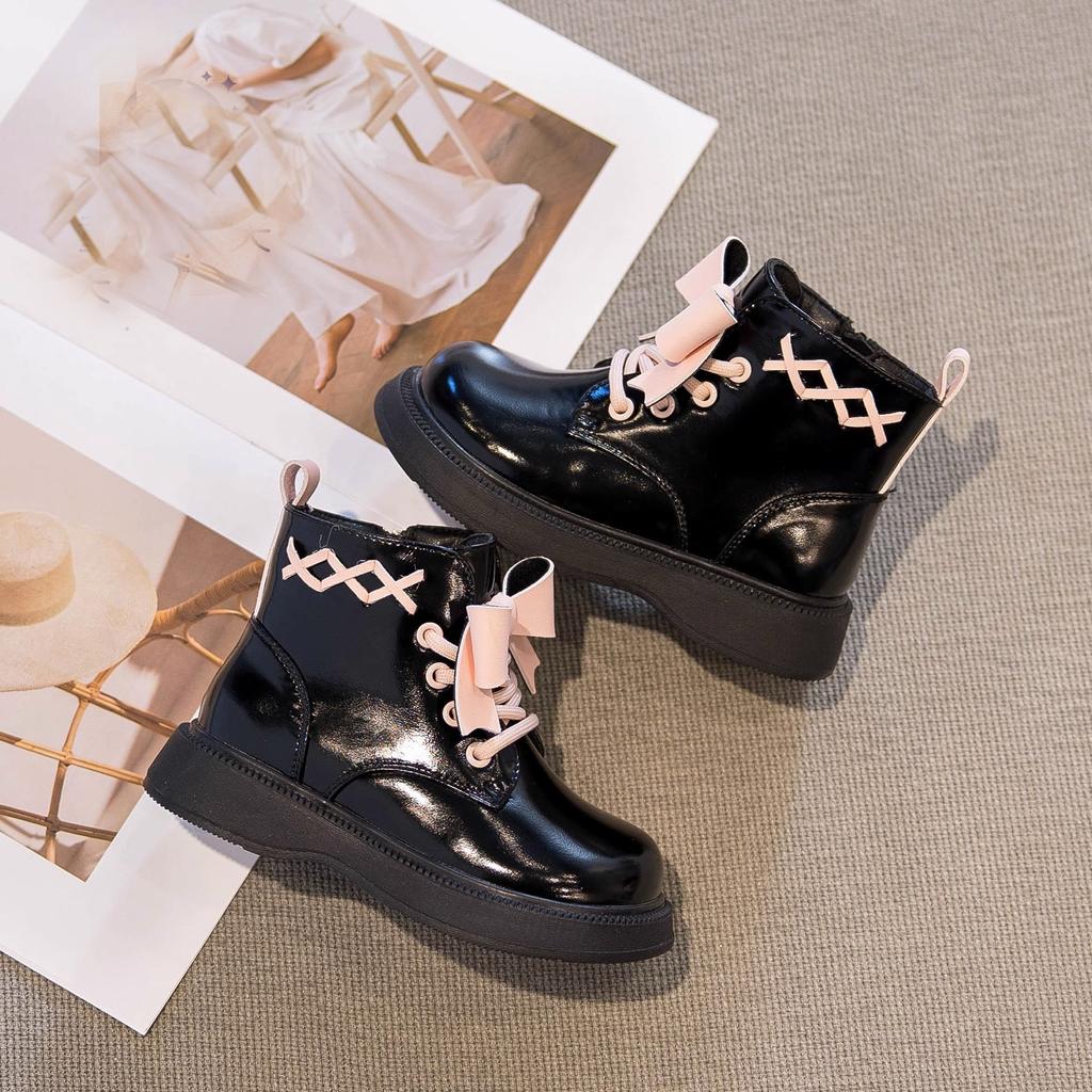 Модные ботильоны для девочек, новые детские осенние ботинки в стиле Лолиты, универсальные повседневные детские короткие ботинки с толстой подошвой, молния сбоку