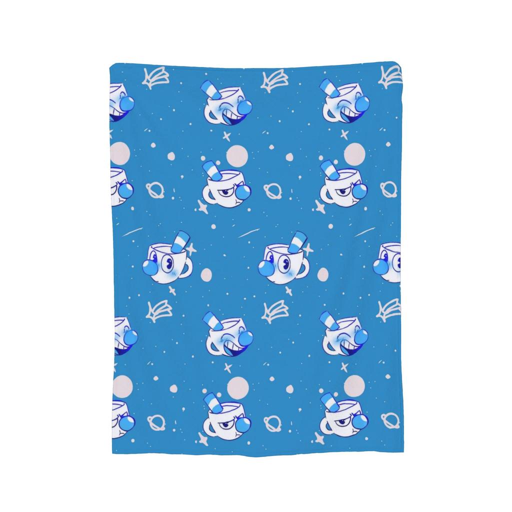 Cartoon Cuphead and Mugman Game Blankets Flannel Summer Multifunction Lightweight Throw Blanket for Home Couch Bedspread