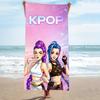 1 шт. Чиби K-pop Девушки Пляжное полотенце из микрофибры Быстросохнущее Банное полотенце для фанатов Плавание Наружные аксессуары для ванной