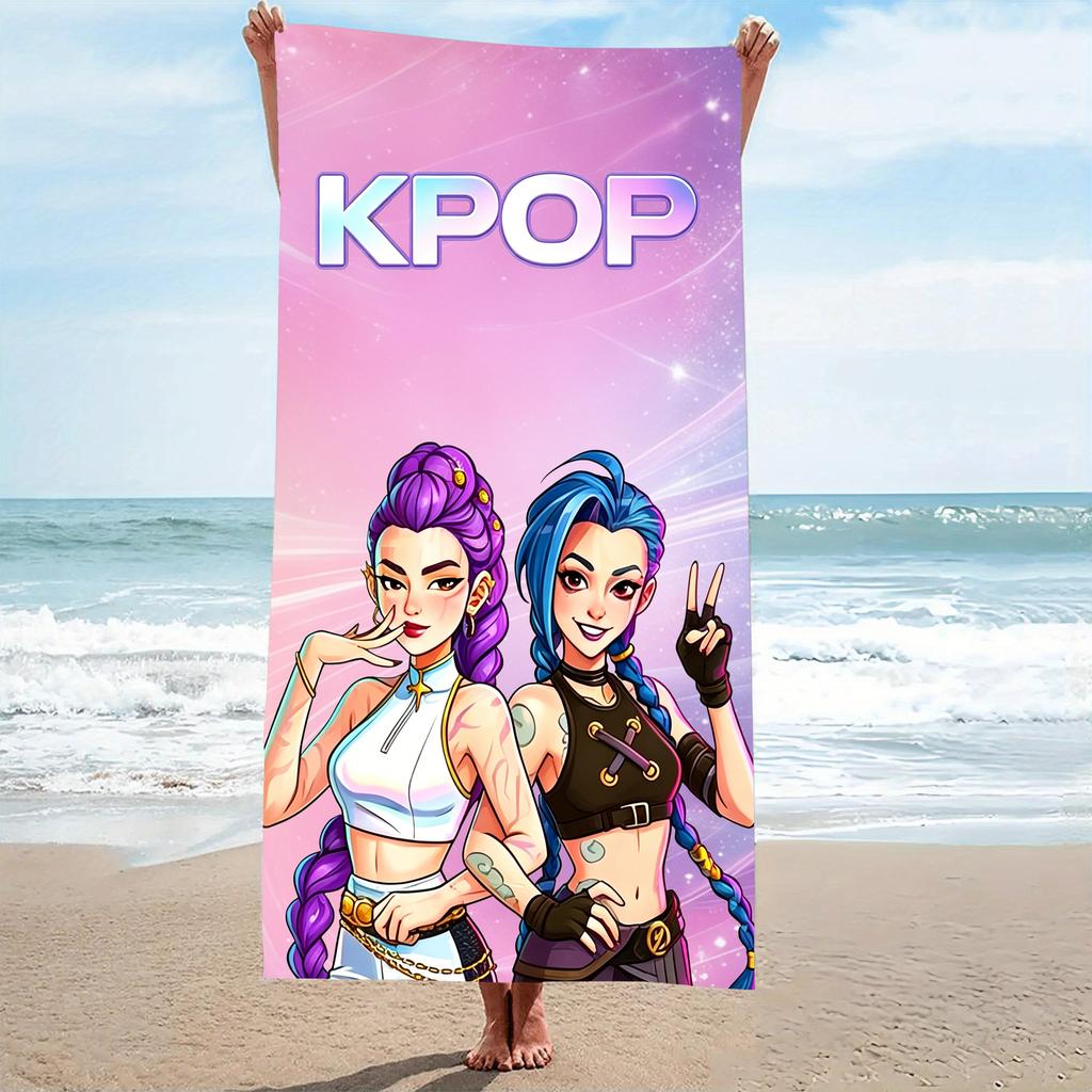 1 шт. Чиби K-pop Девушки Пляжное полотенце из микрофибры Быстросохнущее Банное полотенце для фанатов Плавание Наружные аксессуары для ванной
