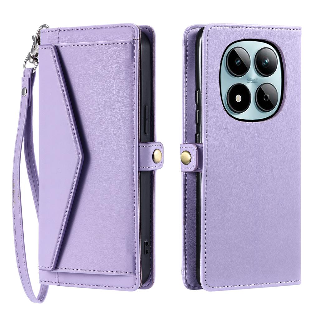 Для Xiaomi Redmi Note 15 Pro 4G (Глобальный) Кожаный чехол с ремешком на запястье, кошельком и подставкой для телефона