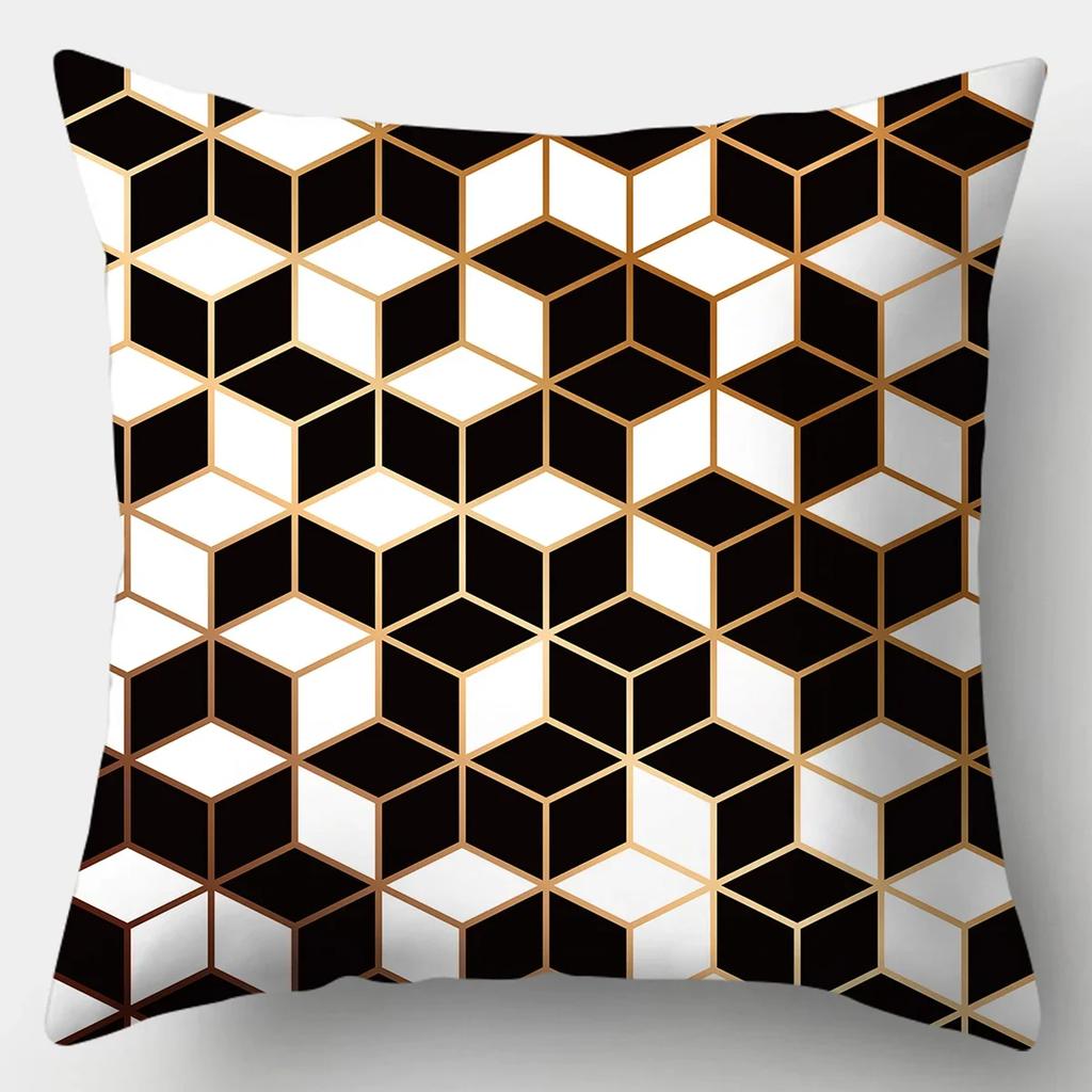 Black White Modern Style Cushion Cover 45x45cm Polyester Decorative Pillow Cover Living Room Bedroom Sofa Bed Pillow Case