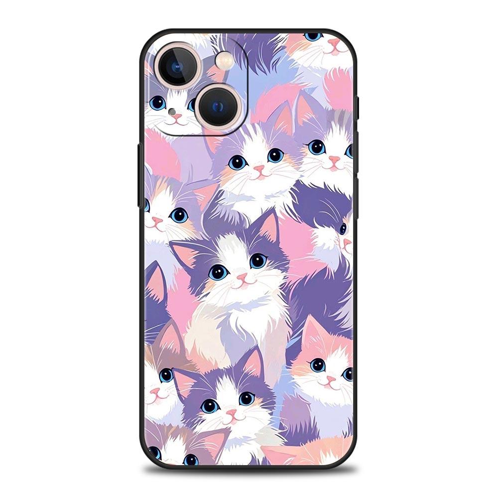 Чехол-накладка с ярким дизайном кошки для iPhone 17 16 15 14 13 12 Pro Max 11 Pro Max 17 AIR Plus Ударопрочный Мягкий ТПУ Корпус Capas