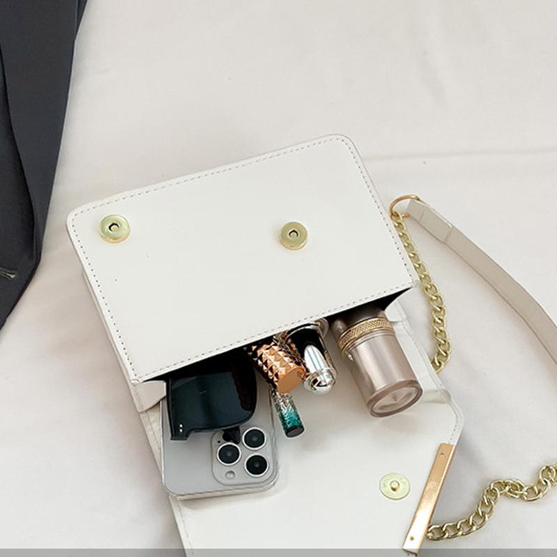 Женская маленькая квадратная сумка-слинг на плечо с клапаном из искусственной кожи, летняя, контрастного цвета, универсальная, с цепочкой, кроссбоди KTY