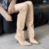Осень-зима 2025 новый европейский и американский заостренный носок тонкий каблук высокий каблук темперамент французская мода сексуальный широкий голенище штаны