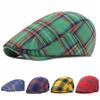 Ретро Клетчатый Берет Короткий Козырек Тканевая Шляпа Художника Повседневная Британская Шляпа Вперед Вечеринка