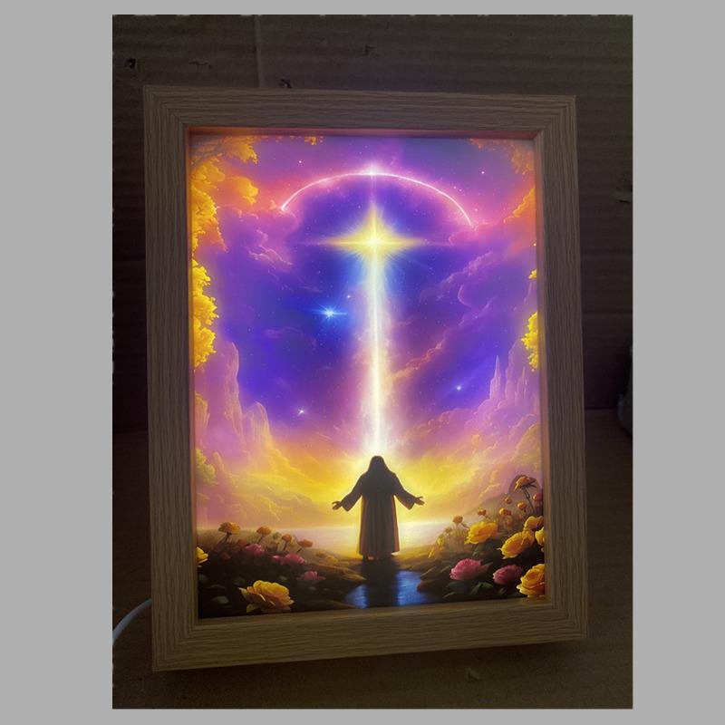 Вдохновляющий Иисус Живопись Лампа Ночной Светильник Подарок на День Рождения Христианин