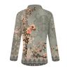 Women's Spring And Autumn Fashion Casual  Printed Zipper V-Neck Long Sleeve Shirt Tops
