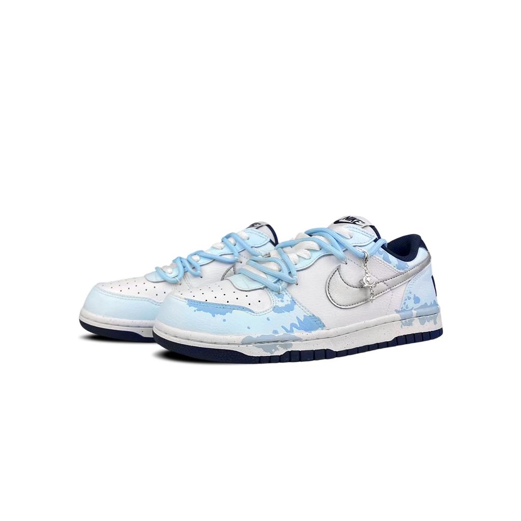Nike Big Cushioning, Wear Resistant Low top Skateboard Shoes Unisex White Blue 355152-140(Team373-)