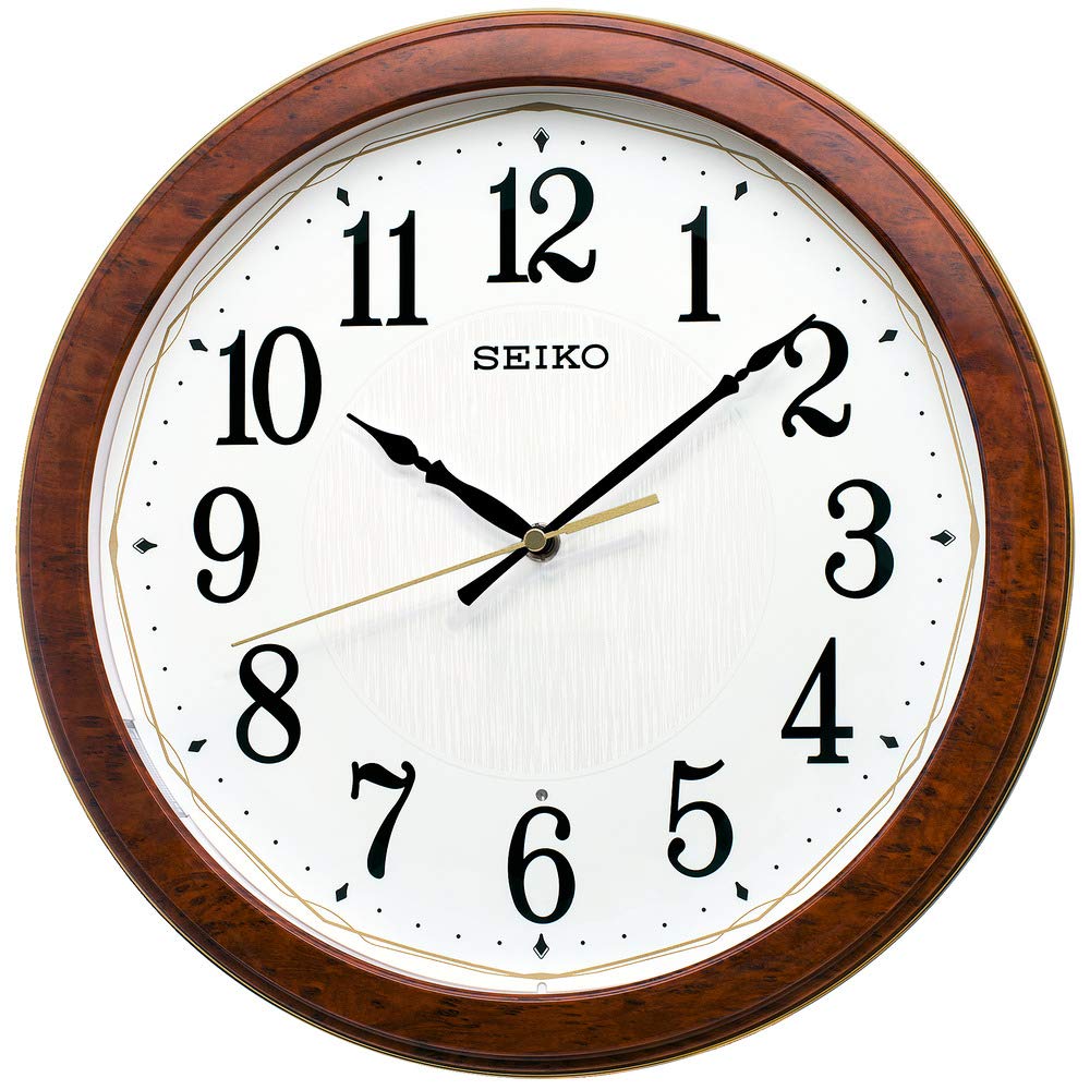 Настенные часы Seiko Темно-коричневое дерево 33 x см Диаметр KX260B, Радиоуправляемые часы, Узор, Глянцевые, 4.6