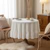 Farmhouse Ruffle Tablecloth Washable Cotton Round Tablecloths Rustic Circle Table Cover for Wedding Party Birthday Kitchen Decor