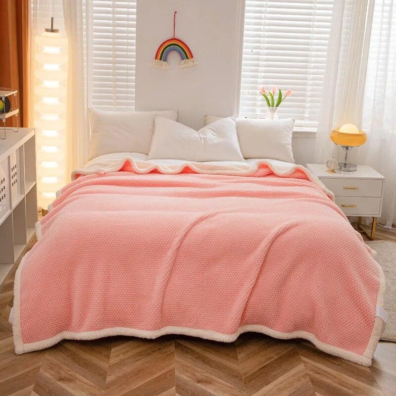 Winter Warm Blanket for Bed Plaid Double Queen King Bedspread Office Nap Airplane Sofa Warm Blanket Throw Winter Sheet