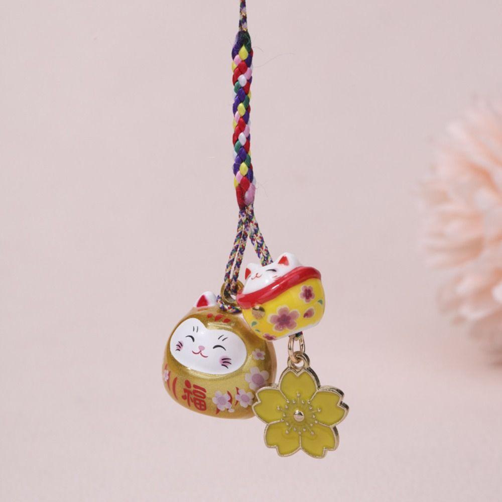 Fantastic Maneki Neko Key Chain Cherry Blossom Phone Strap Personality Lucky Cat Pendant  Children