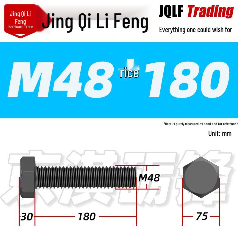 12.9 Grade High-Strength Blackened Hex Bolt M22-M48