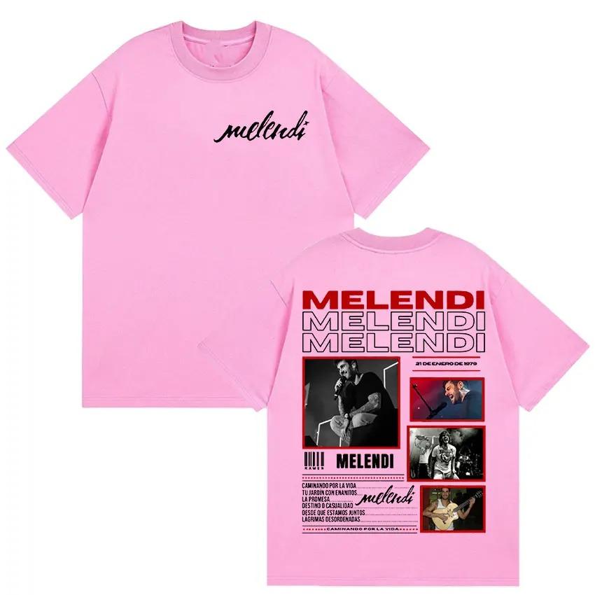 Rapper Melendi Tour 2025 Album Merch T Shirts Men's Vintage Gothic Oversized Cotton T-shirt Plus Size Streetwear Cotton  Hip Hop