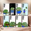 Чехол для телефона с мемом "Грустная смешная лягушка" для Samsung S25, S24, S21, S22, S23, S30, Ultra, S20, Plus, Fe, Lite, Note, 10, Черный чехол