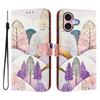 For iPhone 16 Case Pattern Printing Wallet Phone Cover with Strap