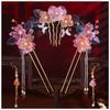 Han Chinese Clothing Hair Crown Hairpin Glazed Flower Decor Crystal Vintage Headpiece for Han Cloth Matching Hair Accessory