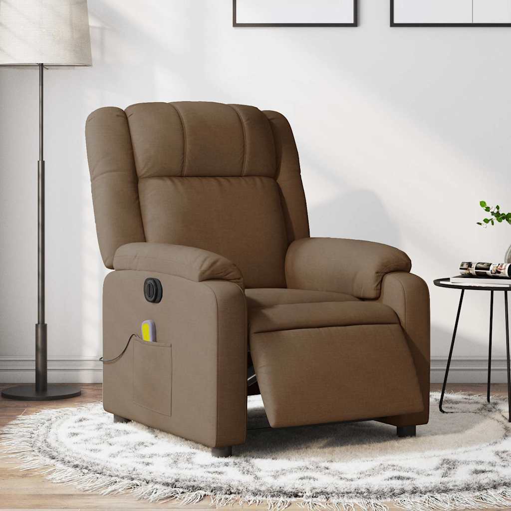 Electric Massage Chair Brown Fabric