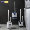Настенный комплект щетки и держателя для унитаза для ванной комнаты. Гибкая насадка-щетка для унитаза с мягкой щетиной для эффективной чистки. Аксессуары для ванной комнаты.
