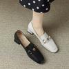 2025 New Versatile Single Shoes Thick Heel British Small Leather Shoes Genuine Leather Medium Heel Women's Shoes One Pedal Loafers Women